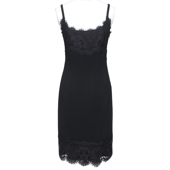 Diane Von Furstenberg Dresses & Skirts - DIANE VON FURSTENBERG Black Dress Lace Spaghetti Strap Knee Length Sz 4